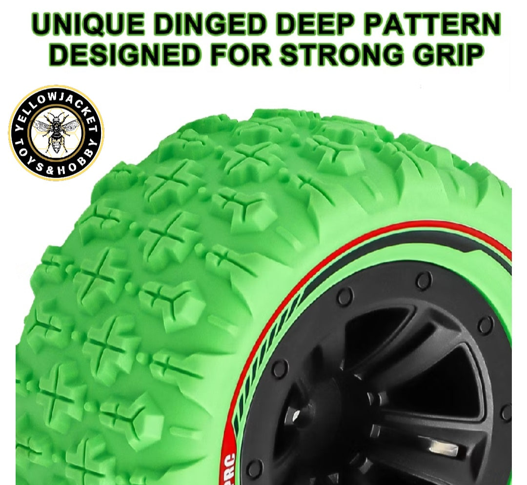 4Pcs 12mm Hex RC Wheel Tires Set RC Tires Wheels for 1/14 1/16 RC Car Crawler