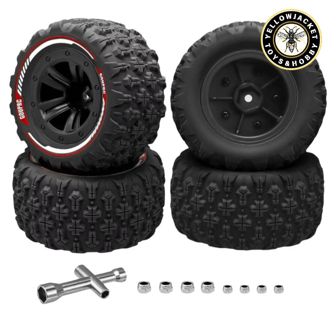 4Pcs 12mm Hex RC Wheel Tires Set RC Tires Wheels for 1/14 1/16 RC Car Crawler